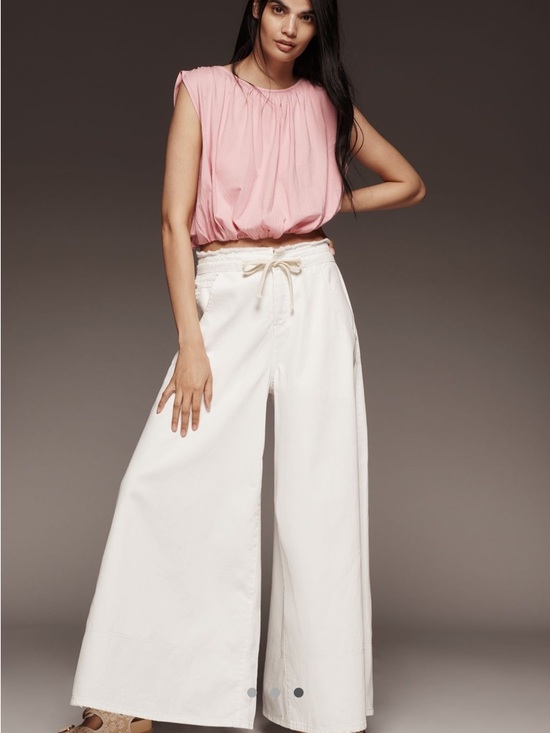 Anthropologie Tops - By Anthropologie Crop Bubble-Hem Tank Top in Frosted Tulip
